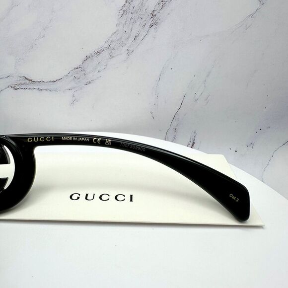 New GUCCI Sunglasses Black Square Rectangular All Black - Picture 10 of 16
